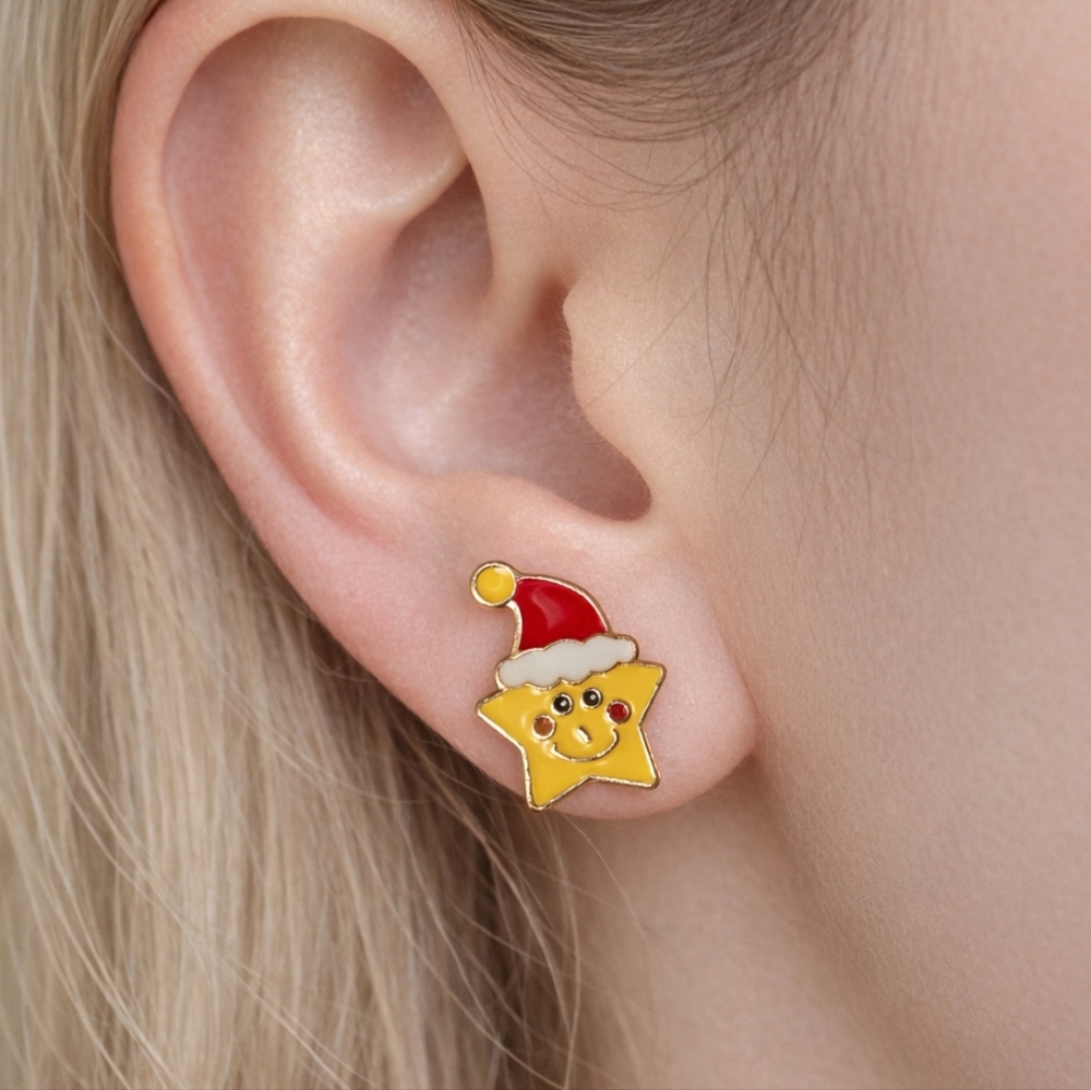 🌺 Festive Santa Hat Star Stud Earrings 🎅🌟